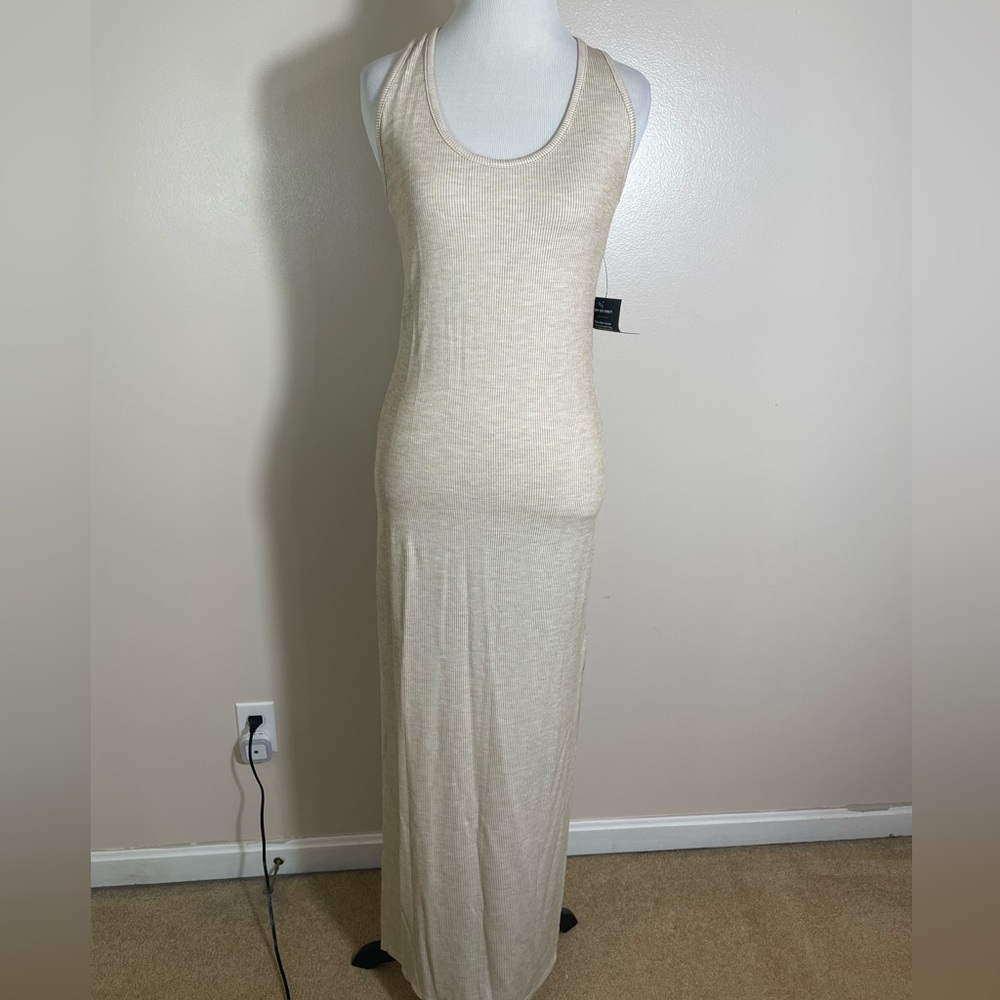 Lulus Cream Ribbed Sleeveless Maxi Dress